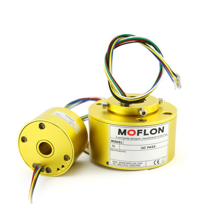 quality  Aluminum Alloy Moflon Electrical Rotary Joints Through Slip Ring Rotating Electrical Connector Through Hole Bored Slip Ring With 1-500 Wires 2A factory